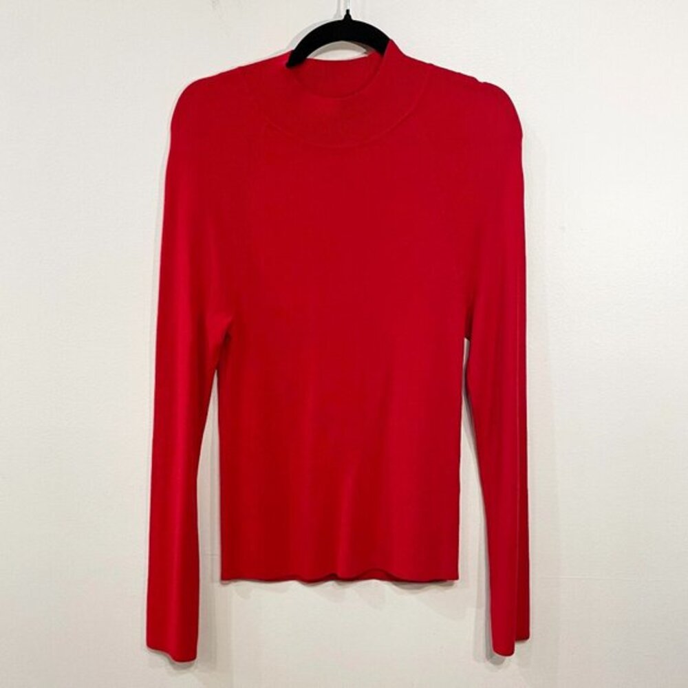 New BR Lenzing Ecovero Splash Mockneck Sweater Red Large $80
